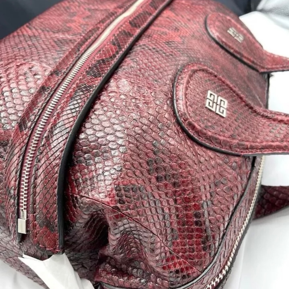 GIVENCHY BURGUNDY PYTHON NIGHTINGALE SATCHEL MEDIUM BAG RETAIL $5995 - Picture 3 of 11